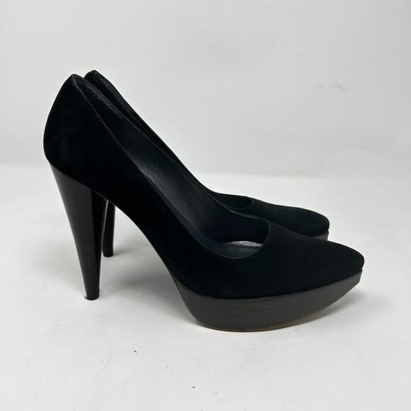 Stuart Weitzman Platform Pumps Shoes Black Suede Leather Size 6 - Picture 4 of 7